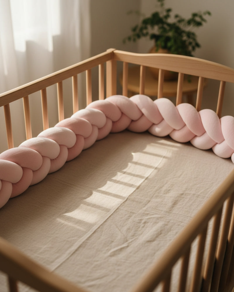 contour de lit tressé rose pour enfant