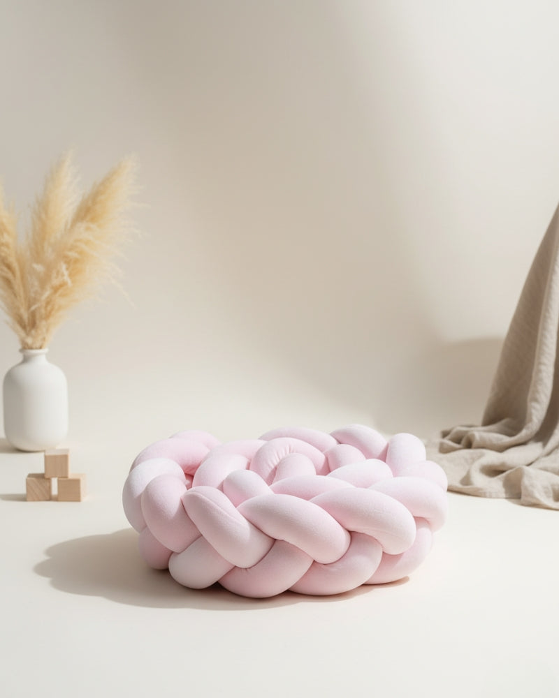 contour de lit tressé rose