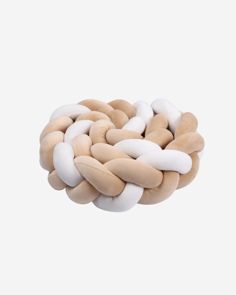 tour de lit tressé beige et blanc 2