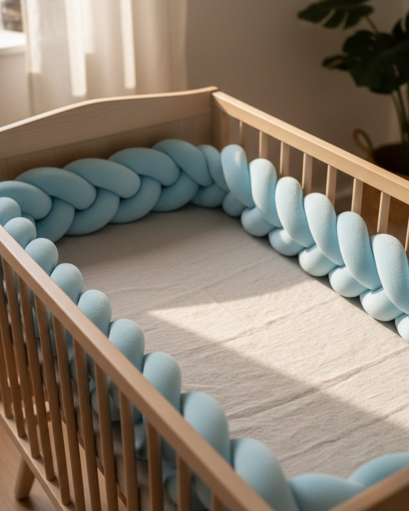 Tour de lit tressé | Bleu