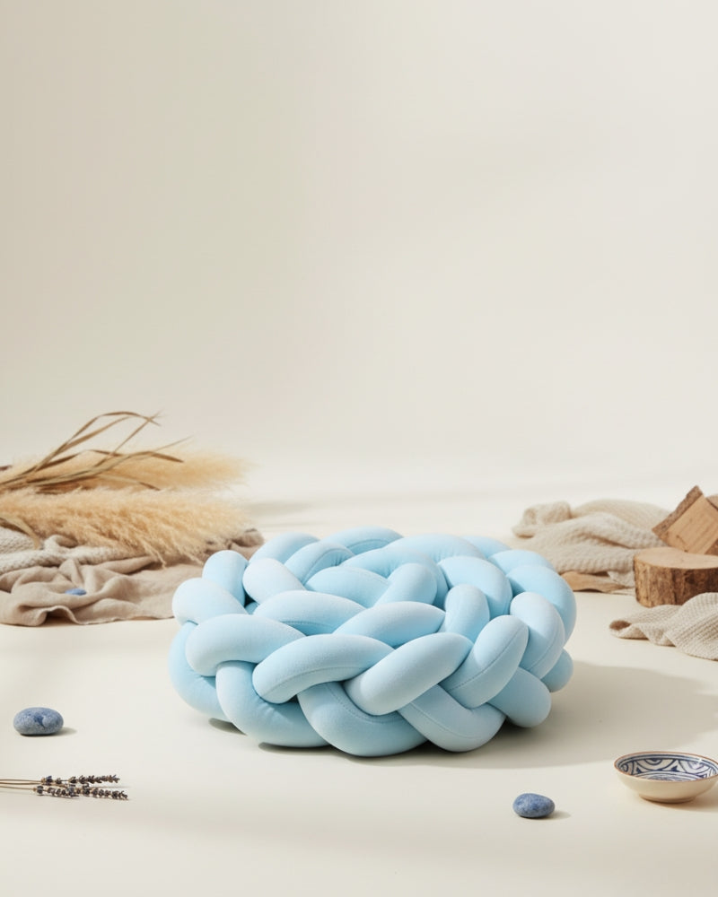 tour de lit tressé bleu