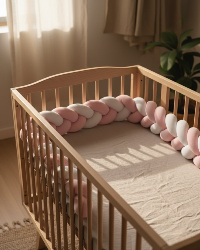 tresse de lit rose et blanc pour bébé
