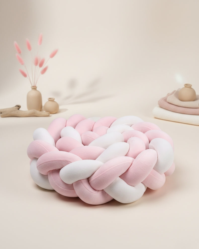 tresse de lit rose et blanc